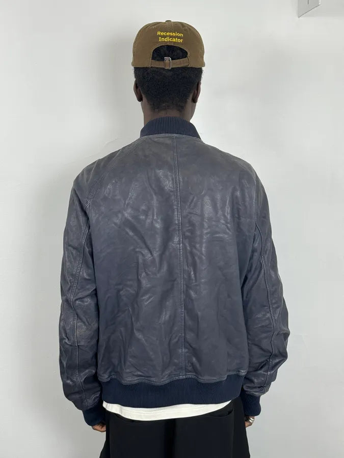 2000s Pierre Balmain Navy Arm Zips Leather Biker Jacket lvUxMoG 2
