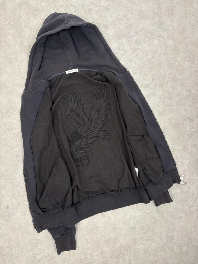 2010s Pierre Balmain Navy Eagle Embroidered Zip-up Hoodie LsGCrVx 6