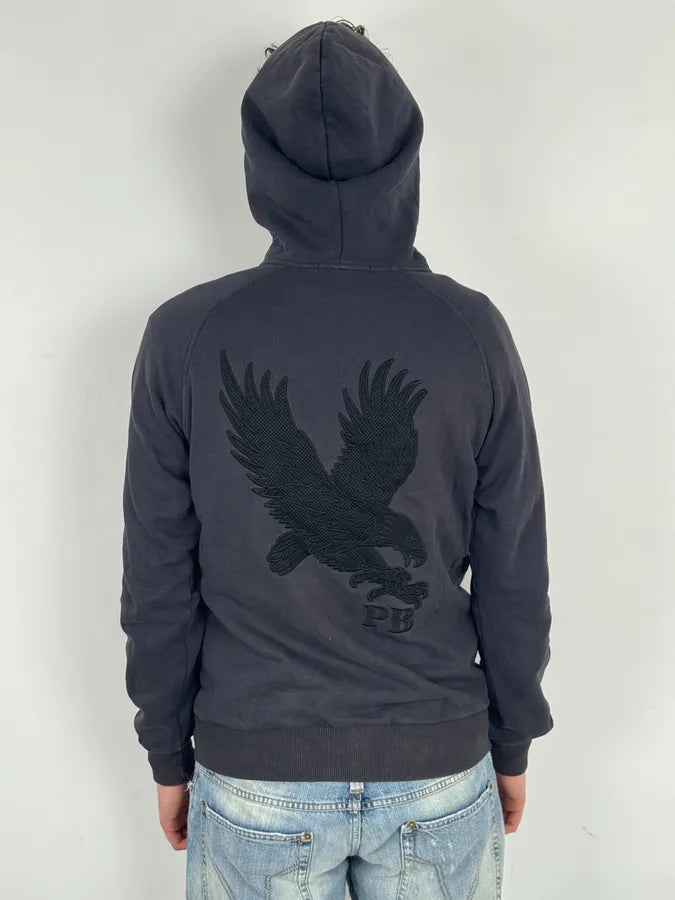 2010s Pierre Balmain Navy Eagle Embroidered Zip-up Hoodie LsGCrVx 2