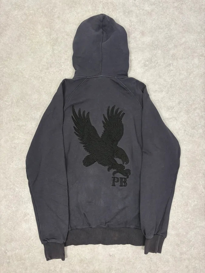 2010s Pierre Balmain Navy Eagle Embroidered Zip-up Hoodie LsGCrVx 5