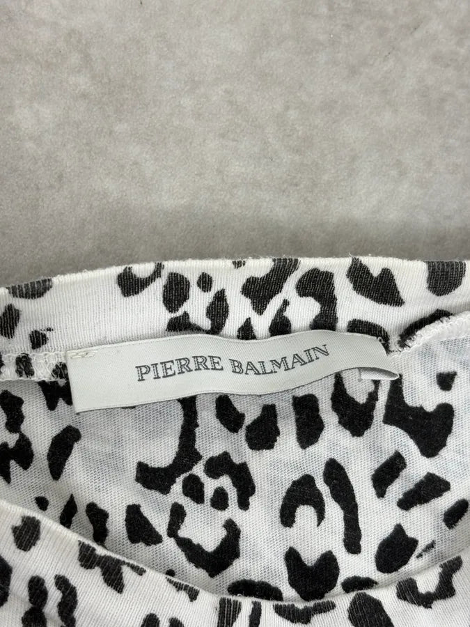 SS2013 Pierre Balmain White Leopard T-Shirt txgQRhI 7
