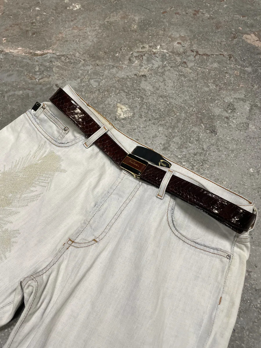 2000s Pierre Cardin Brown Python Leather Belt (OS) 0