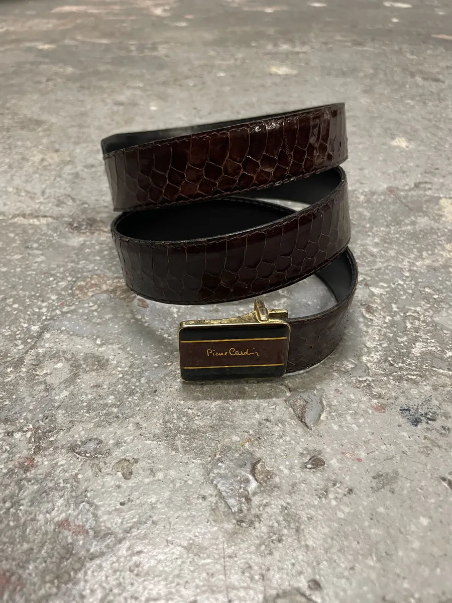 2000s Pierre Cardin Brown Python Leather Belt oCTCfhc 2