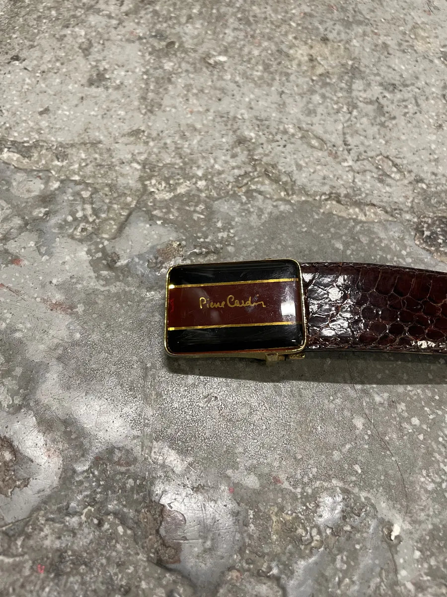 2000s Pierre Cardin Brown Python Leather Belt (OS) 4