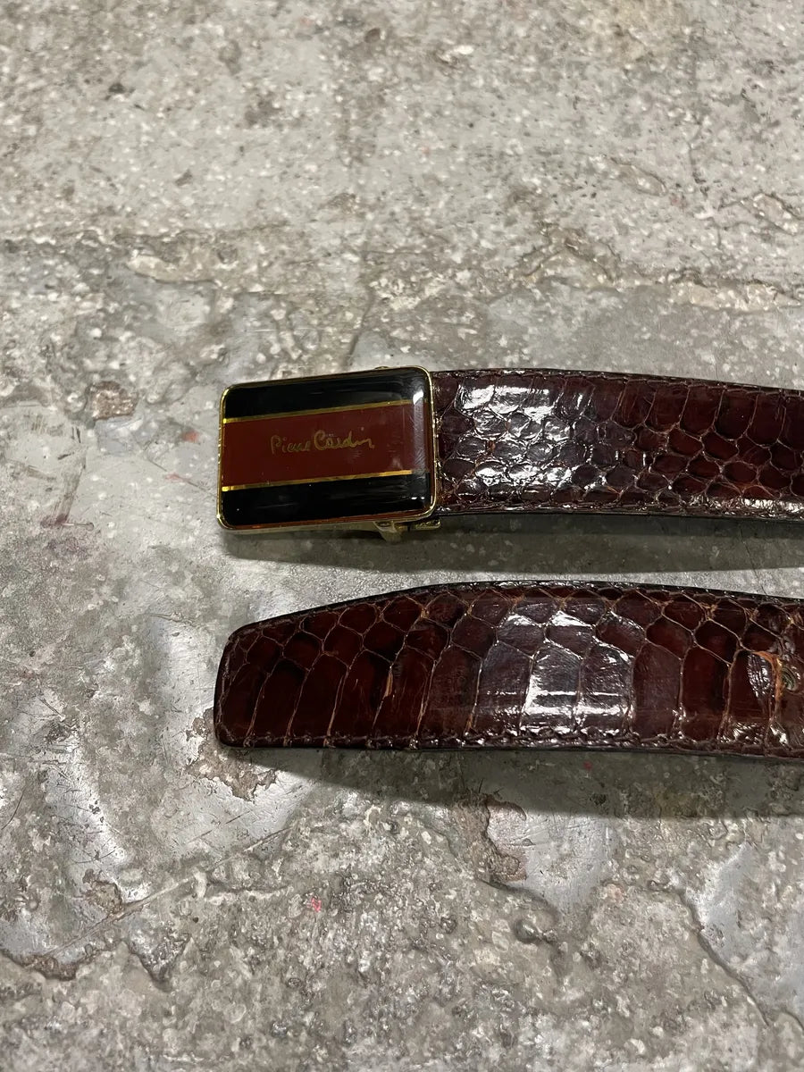 2000s Pierre Cardin Brown Python Leather Belt (OS) 7