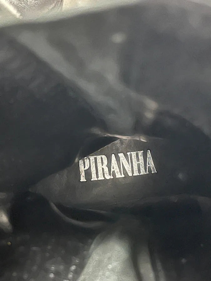 2000s Piranha Black Leather Waxed Effect Suede Ankle Boots EYhtttH 10