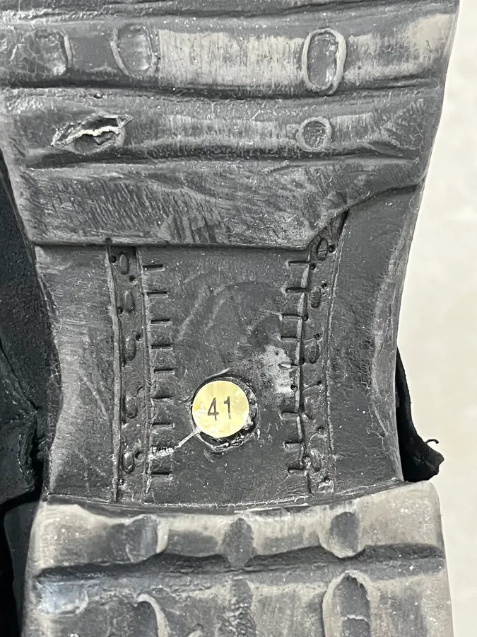 2000s Piranha Black Leather Waxed Effect Suede Ankle Boots EYhtttH 9