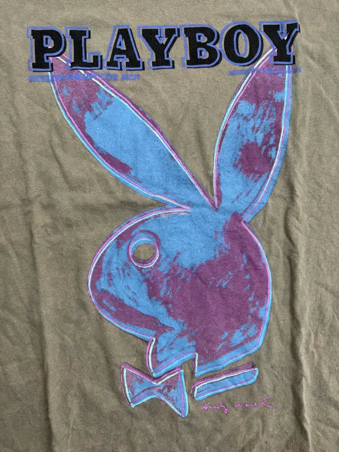2000s Playboy Tie & Dye Beige Pink & Blue T-Shirt ldKSTNG 5