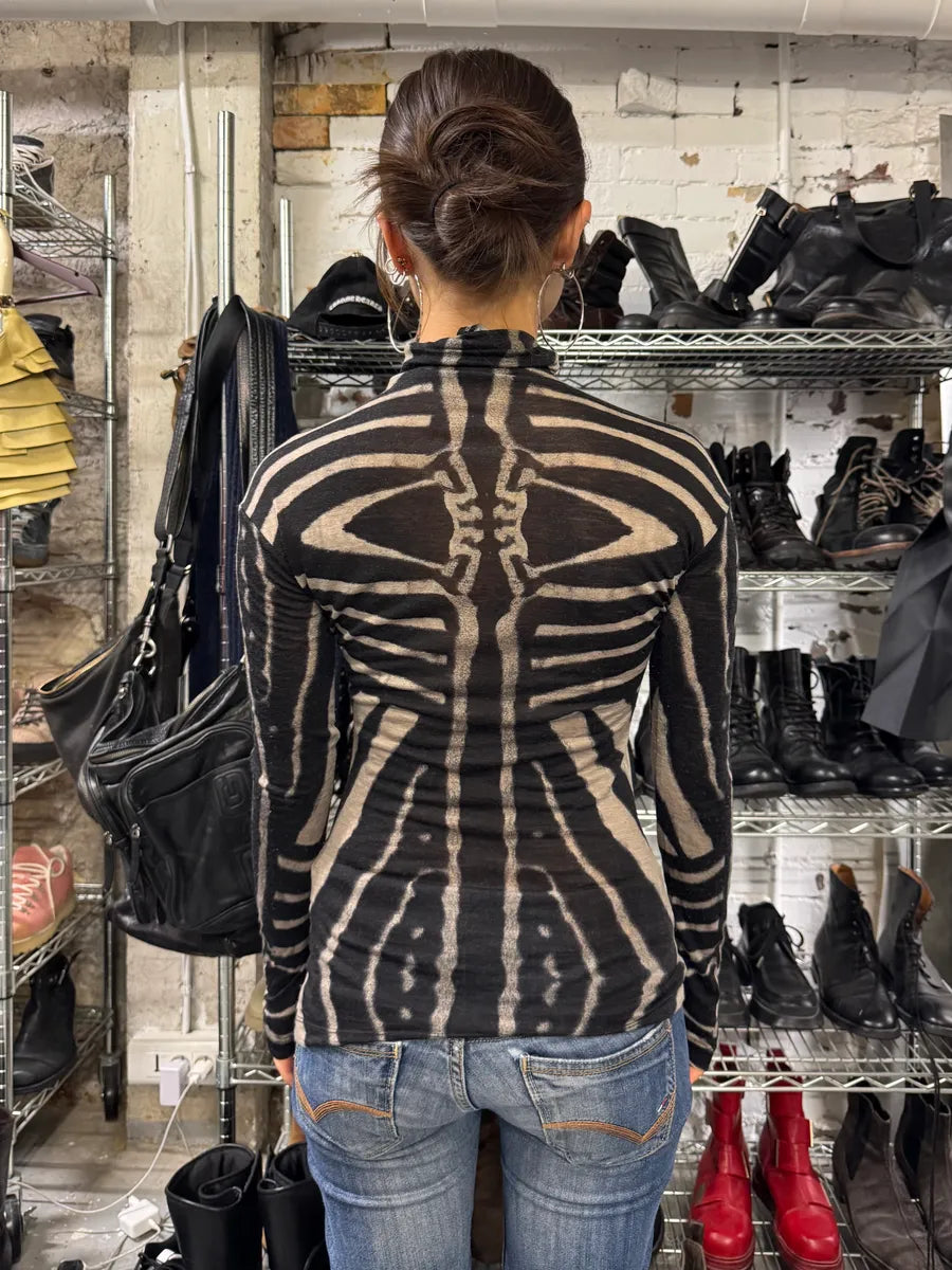 2000s Plein Sud Abstract Bones Top (S/M) lOOFWyL 2