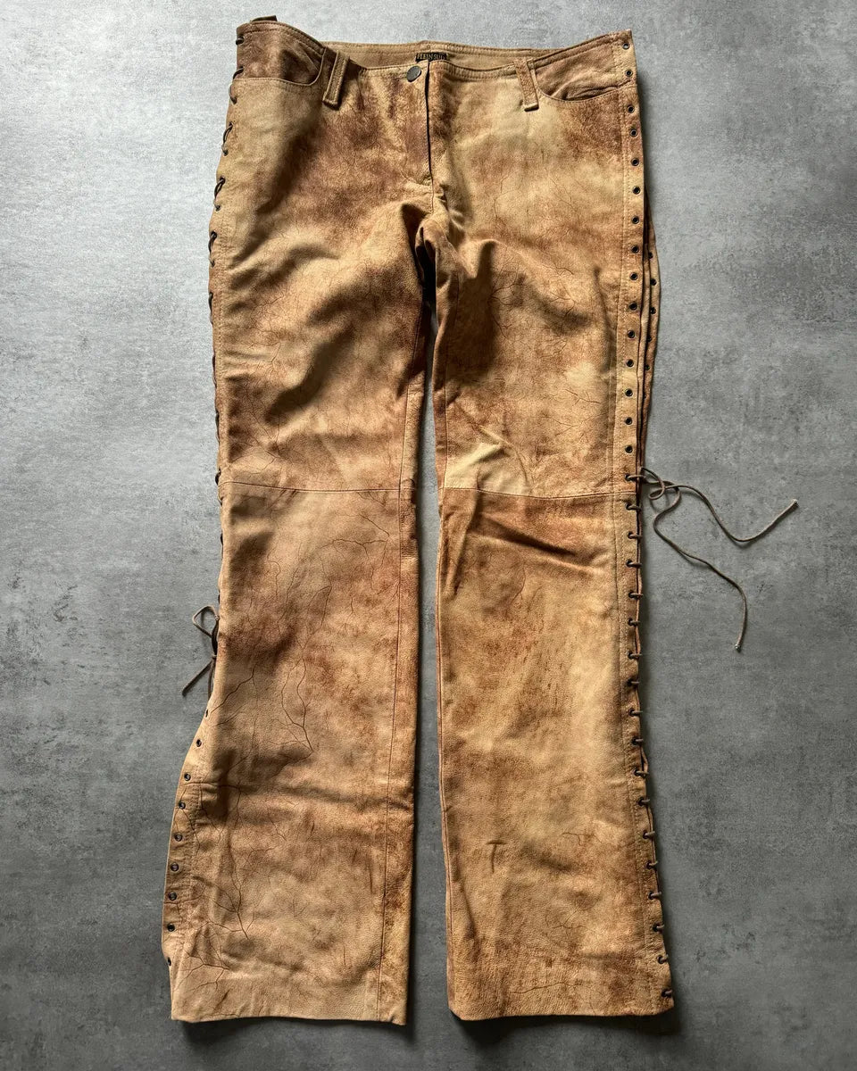 2000s Plein Sud Artisanal Marble Leather Pants yVjsiXo 0