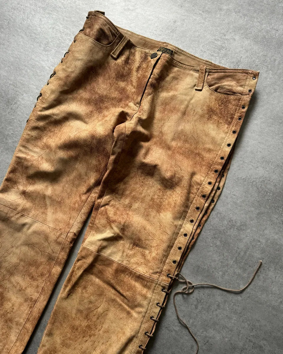 2000s Plein Sud Artisanal Marble Leather Pants yVjsiXo 6
