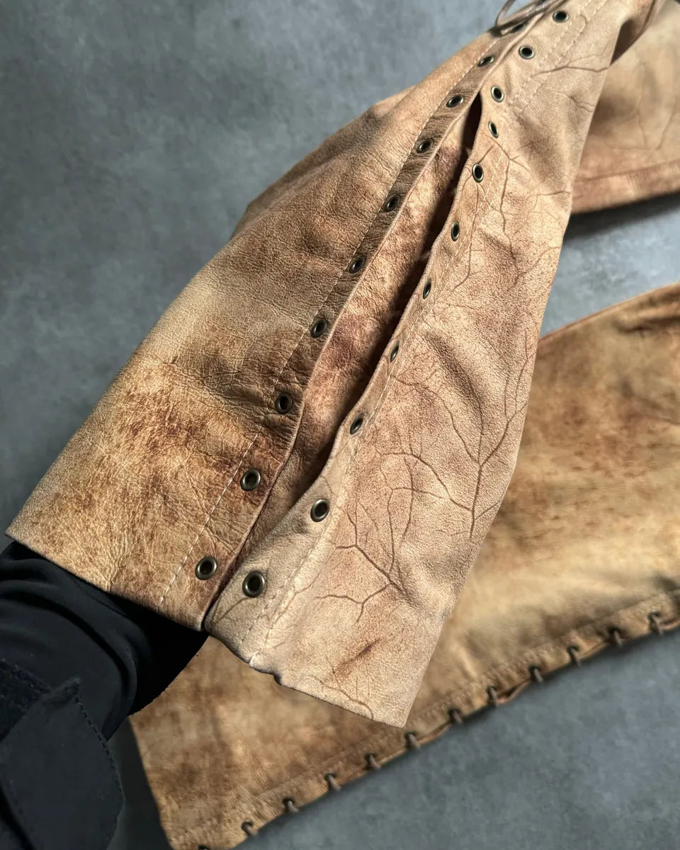 2000s Plein Sud Artisanal Marble Leather Pants yVjsiXo 8