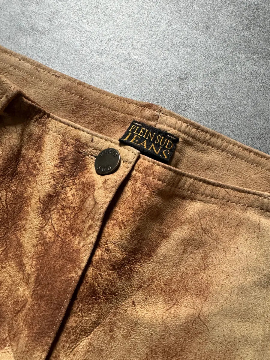 2000s Plein Sud Artisanal Marble Leather Pants yVjsiXo 9
