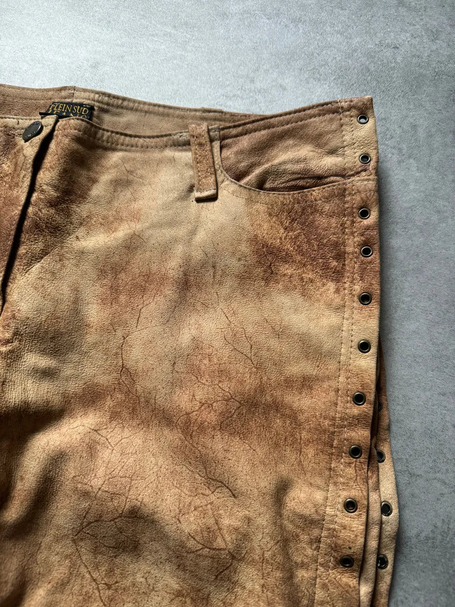 2000s Plein Sud Artisanal Marble Leather Pants yVjsiXo 10