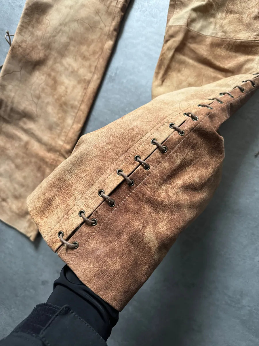 2000s Plein Sud Artisanal Marble Leather Pants yVjsiXo 11