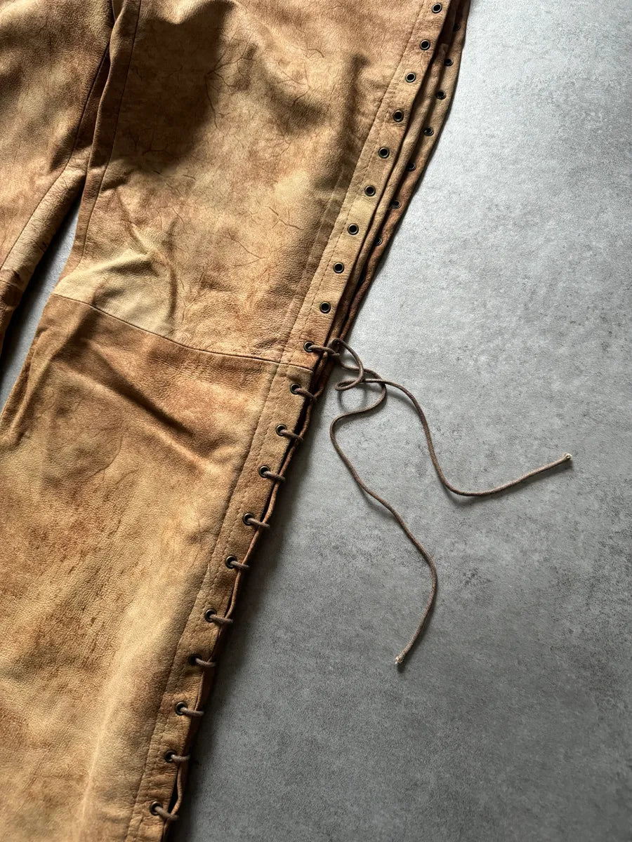 2000s Plein Sud Artisanal Marble Leather Pants yVjsiXo 12