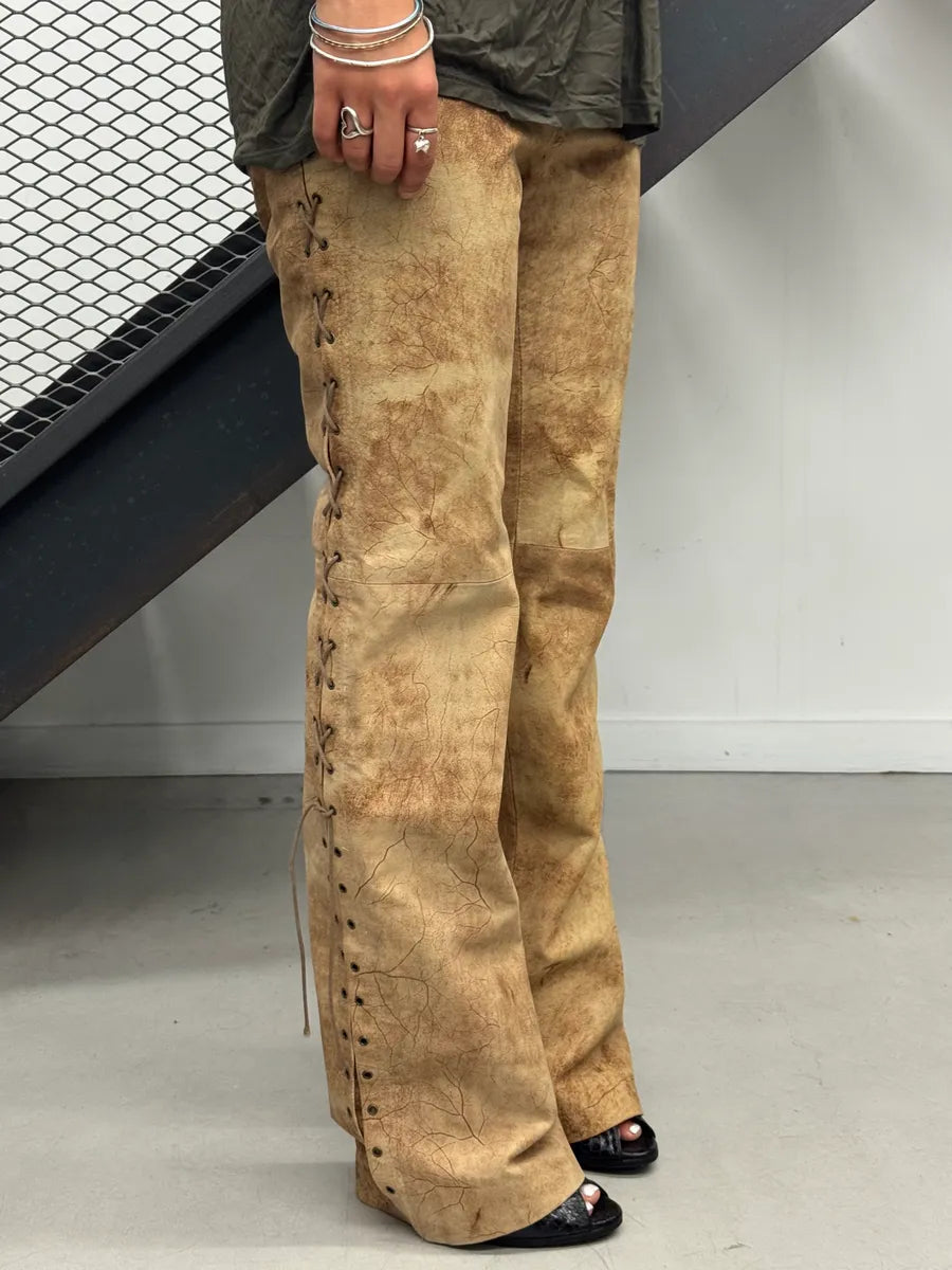 2000s Plein Sud Artisanal Marble Leather Pants yVjsiXo 2