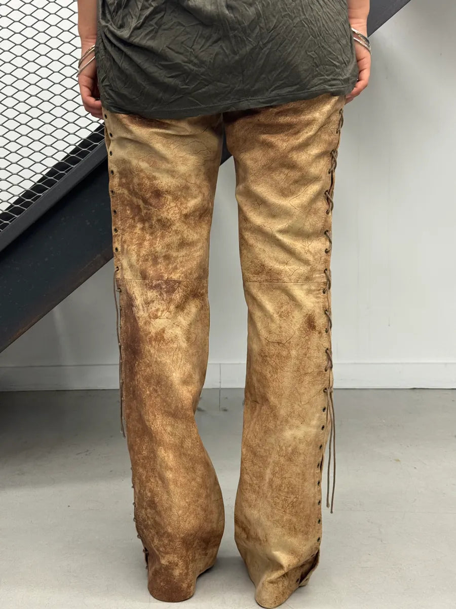 2000s Plein Sud Artisanal Marble Leather Pants yVjsiXo 2