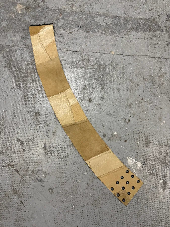 2000s Plein Sud Beig Leather Patchwork Belt (OS) RtUmYTe 1
