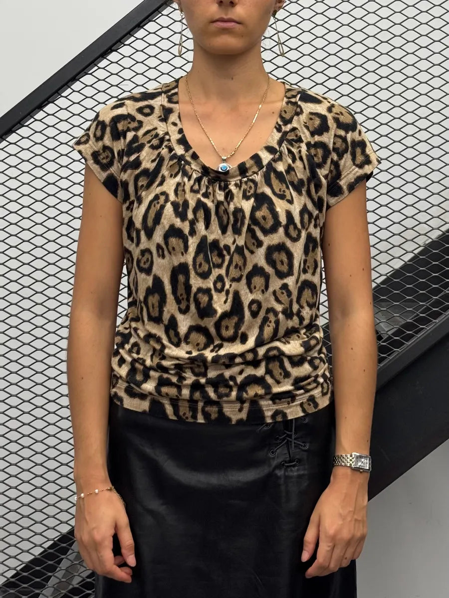 2000s Plein Sud Beige Leopard T-Shirt OphiEnP 1