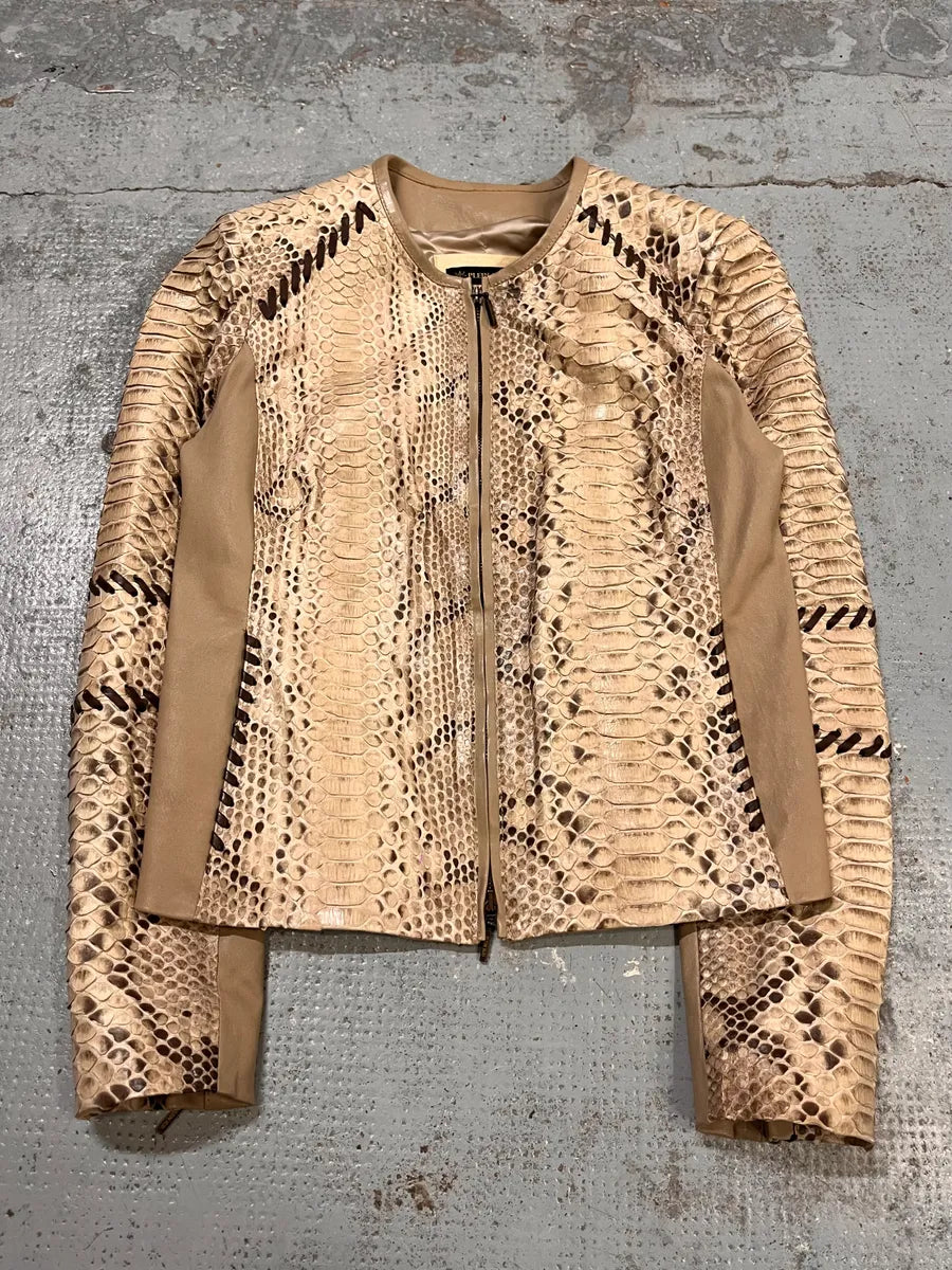 2000s Plein Sud Beige Python Leather Jacket StBEerm 0