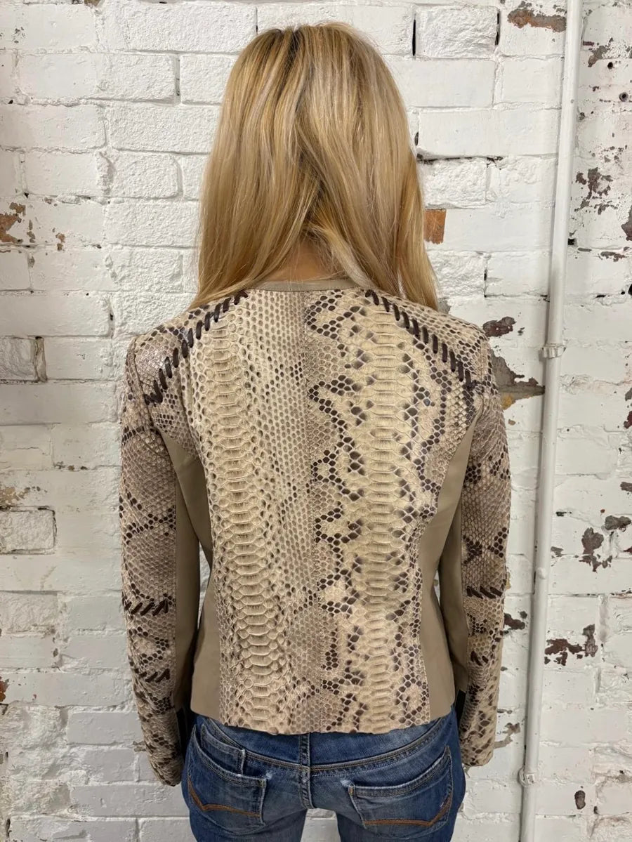 2000s Plein Sud Beige Python Leather Jacket StBEerm 2