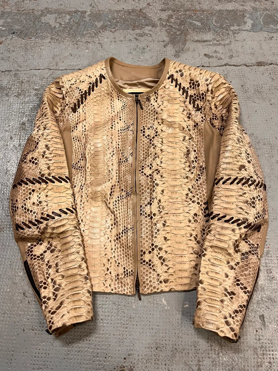 2000s Plein Sud Beige Python Leather Jacket StBEerm 3