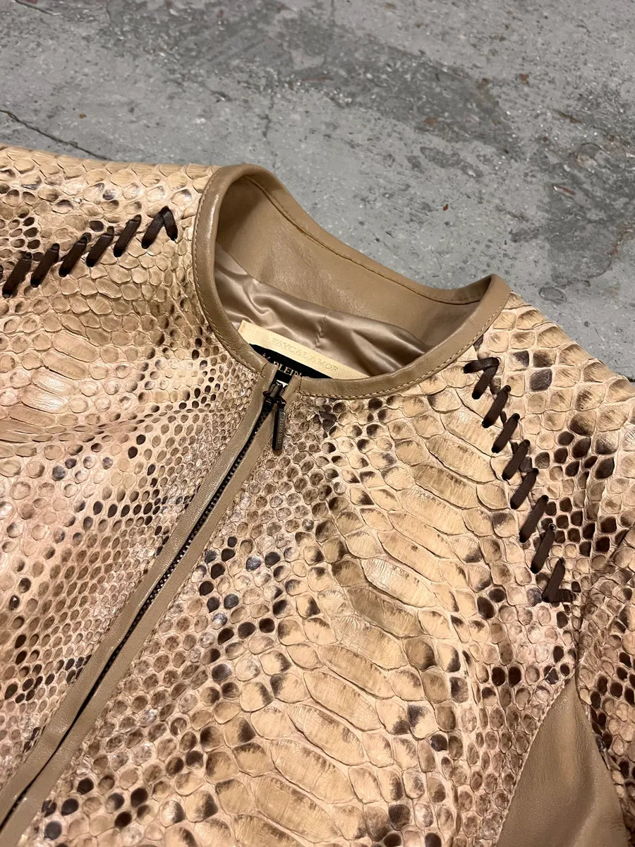 2000s Plein Sud Beige Python Leather Jacket StBEerm 4