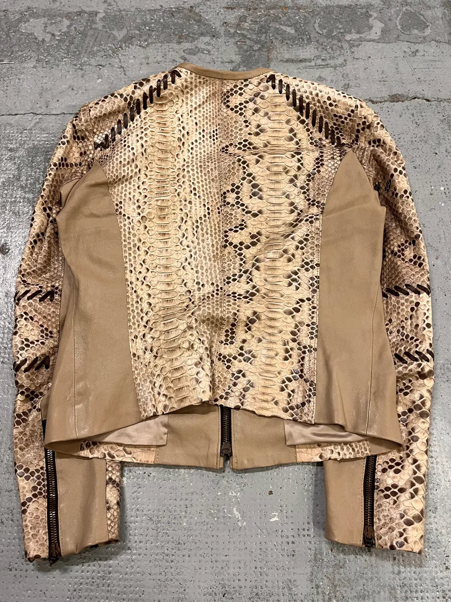 2000s Plein Sud Beige Python Leather Jacket StBEerm 6