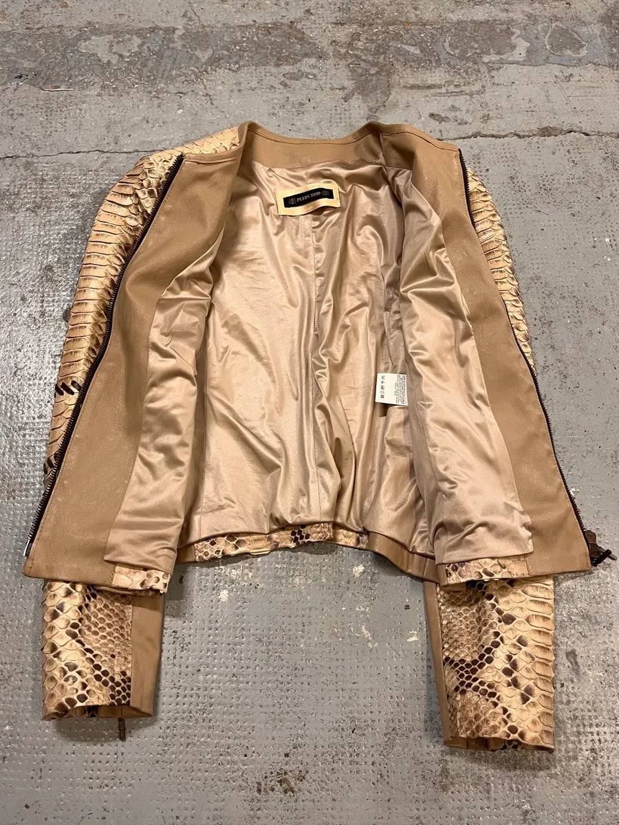 2000s Plein Sud Beige Python Leather Jacket StBEerm 7