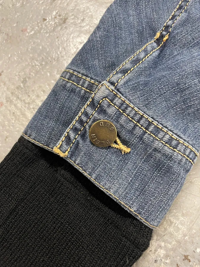 2000s Plein Sud Black & Blue Denim Hybrid Jacket qBHSBEx 8