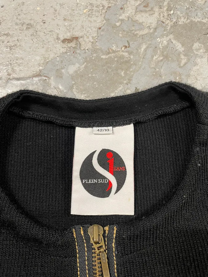 2000s Plein Sud Black & Blue Denim Hybrid Jacket qBHSBEx 9