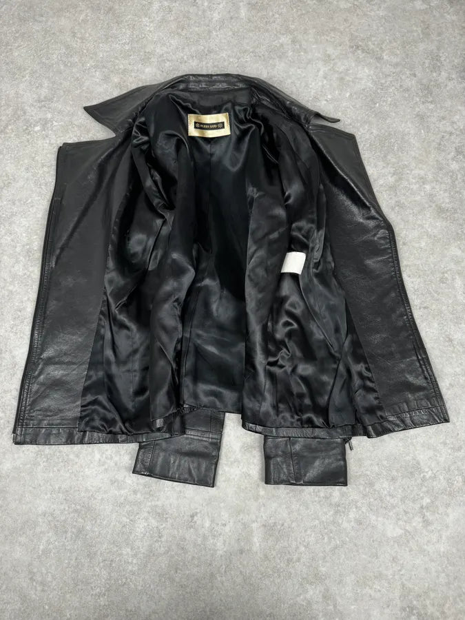 2000s Plein Sud Black Asymmetrical Biker Leather Jacket HkqoYDX 7