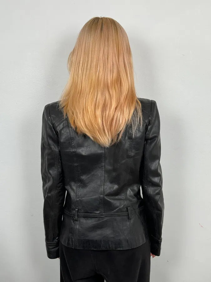 2000s Plein Sud Black Asymmetrical Biker Leather Jacket HkqoYDX 1