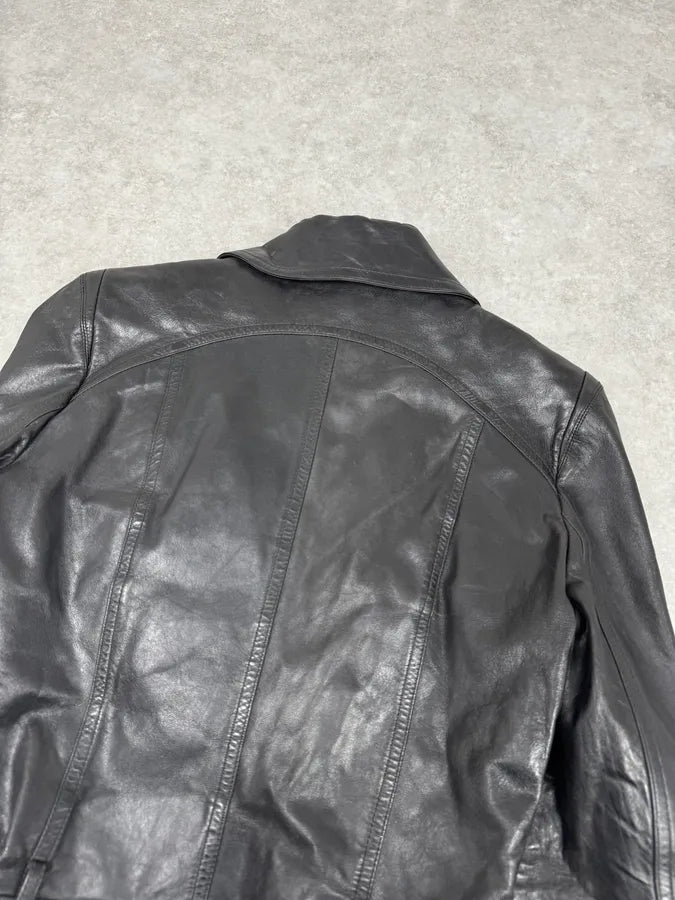 2000s Plein Sud Black Asymmetrical Biker Leather Jacket HkqoYDX 6