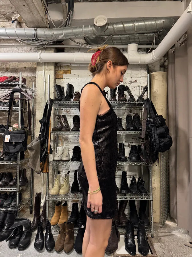 2000s Plein Sud Black Disco Sequin Dress (M/L) 2