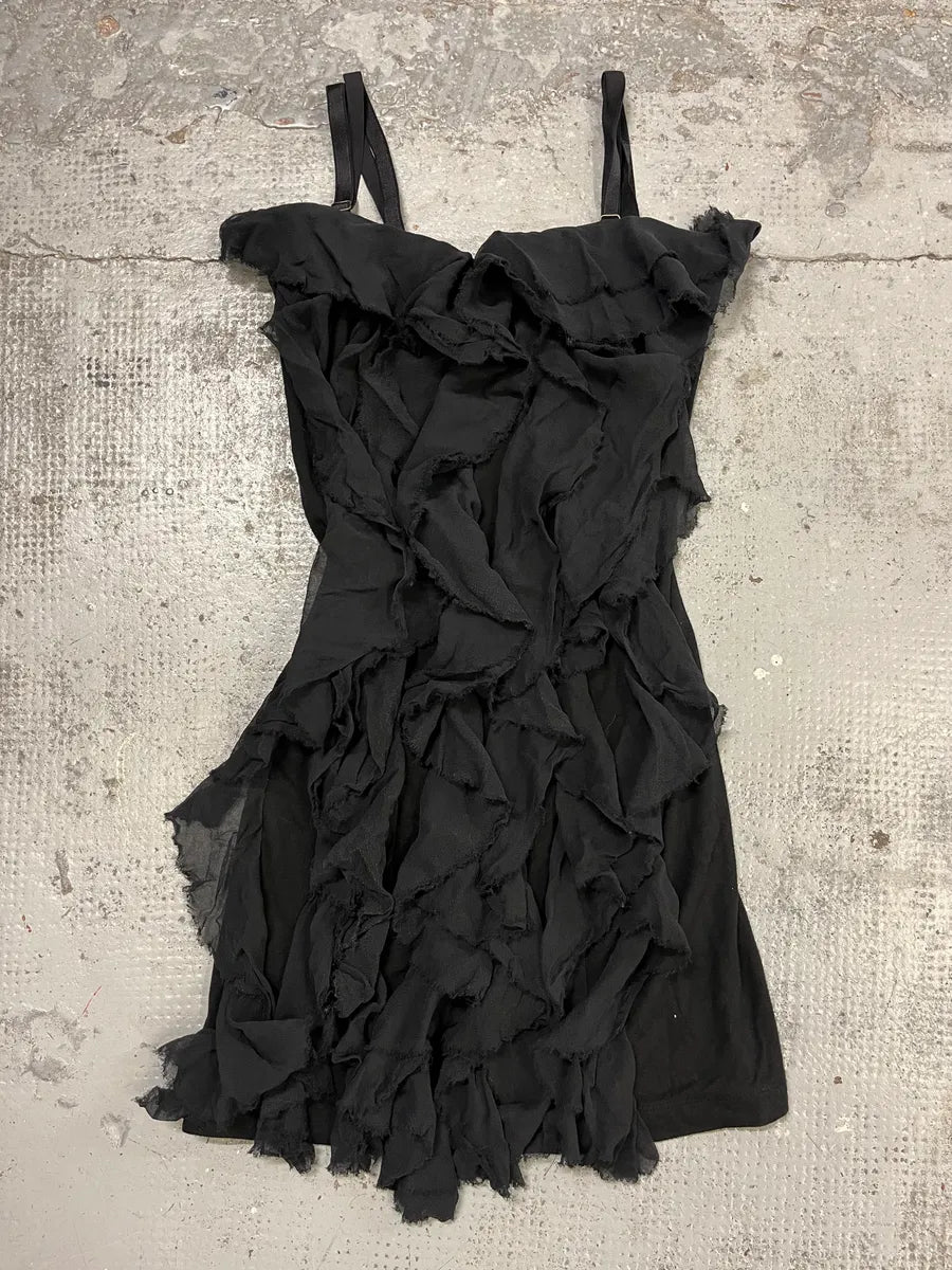2000s Plein Sud Black Layered Ruffle Mini Dress  Zknmzfs 0