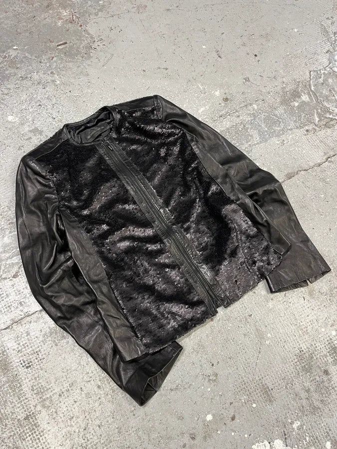2000s Plein Sud Black Sequin Leather Jacket WgKMOKZ 4