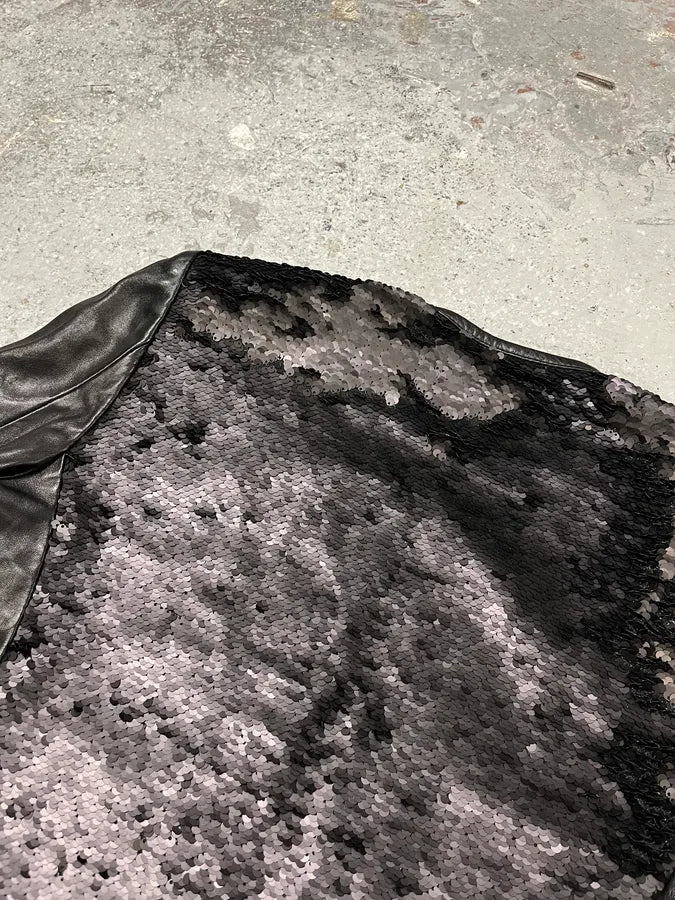 2000s Plein Sud Black Sequin Leather Jacket WgKMOKZ 5