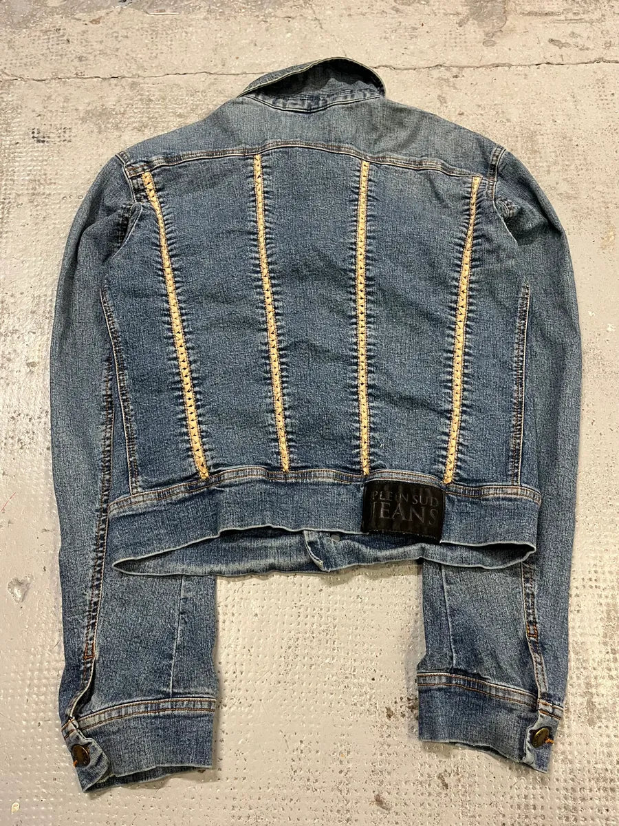 2000s Plein Sud Blue Denim Contrast Stitch Denim Jacket UoCGseX 6