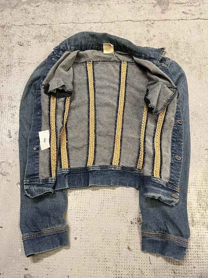 2000s Plein Sud Blue Denim Contrast Stitch Denim Jacket UoCGseX 7