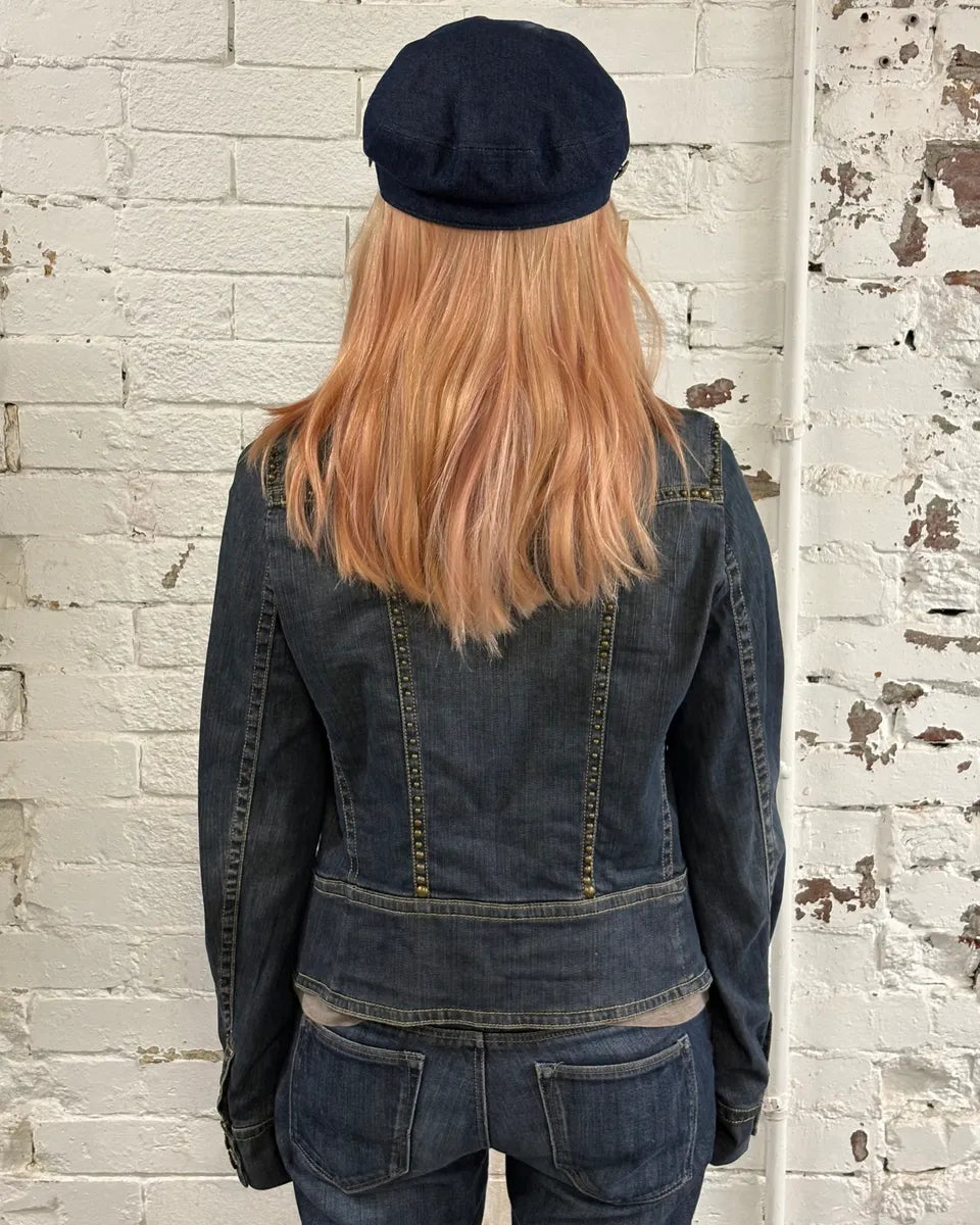 2000s Plein Sud Blue Denim Studded Denim Jacket STRSYek 2