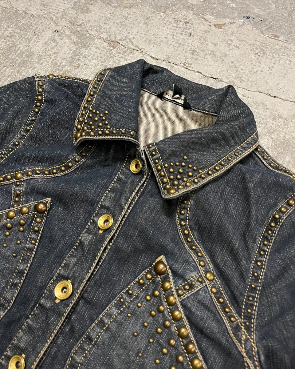 2000s Plein Sud Blue Denim Studded Denim Jacket STRSYek 4