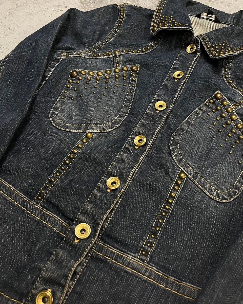 2000s Plein Sud Blue Denim Studded Denim Jacket STRSYek 6