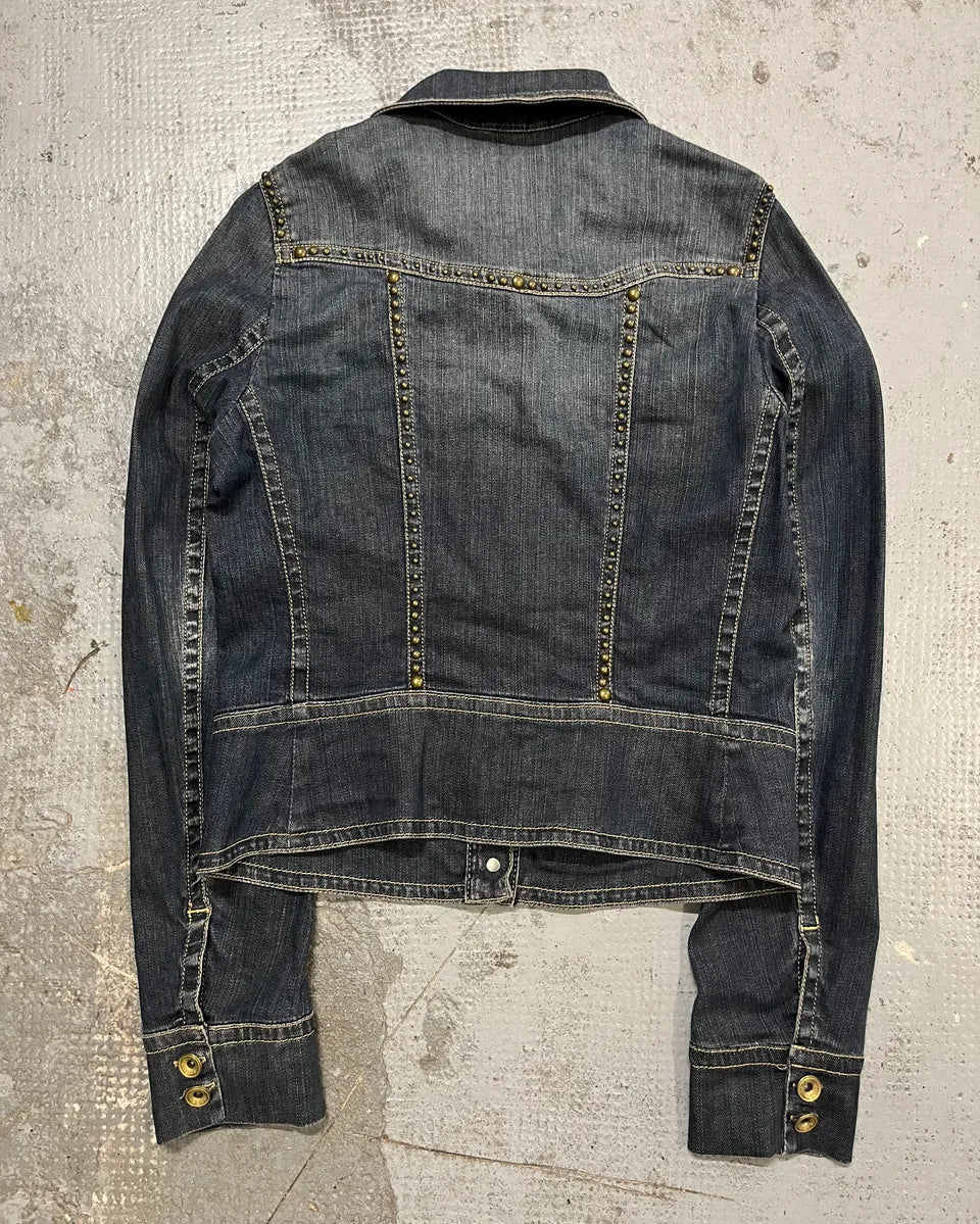 2000s Plein Sud Blue Denim Studded Denim Jacket STRSYek 7