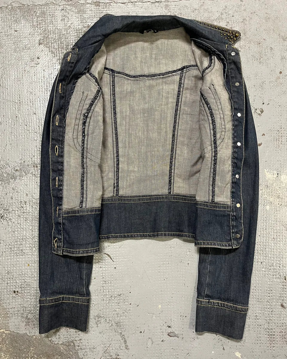 2000s Plein Sud Blue Denim Studded Denim Jacket STRSYek 8