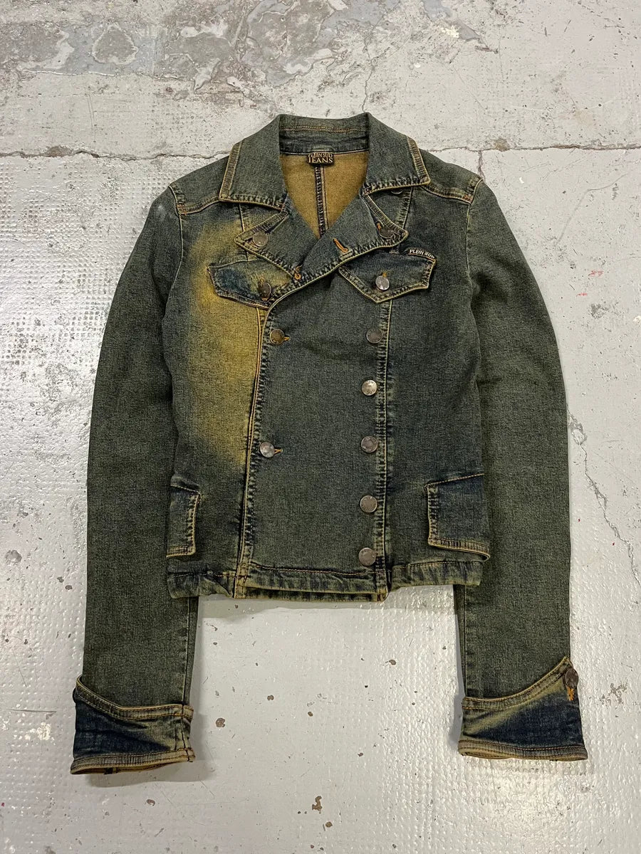 2000s Plein Sud Blue Faded Denim Jacket fPQtTCR 0