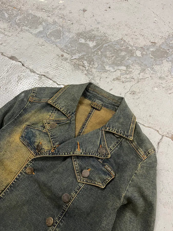 2000s Plein Sud Blue Faded Denim Jacket fPQtTCR 4