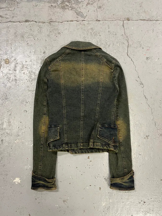 2000s Plein Sud Blue Faded Denim Jacket fPQtTCR 7