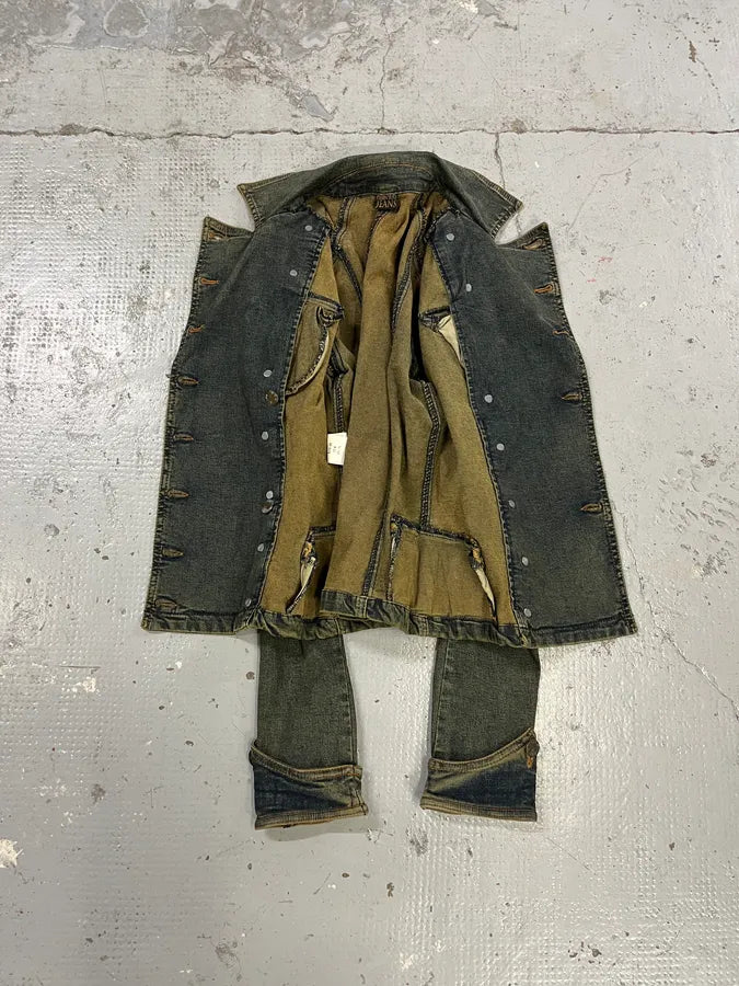 2000s Plein Sud Blue Faded Denim Jacket fPQtTCR 8